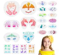 URAQT Stencil per Tatuaggi, 22 Pezz Stencil di Pittura del Viso, Tattoo Stencil Temporanei, Modello Riutilizzabile per Il Trucco per Bambini e Adulti, Halloween, Party, Tipo Leopardo