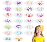 URAQT Stencil per Tatuaggi, 24 Pezzi Stencil di Pittura del Viso, Temporanei, Modello Riutilizzabile per Il Trucco per Bambini e Adulti, Halloween, Party, Set di Halloween