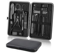 URAQT Tagliaunghie Set Professionale, 24 Pezzi Grooming Kit Strumenti, Kit Pedicure Manicure Professionale Donne Uomini per Manicure, Grooming con Bella Box (Nero)