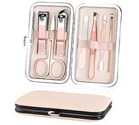 URAQT Tagliaunghie Set Professionale, 7 Pezzi Grooming Kit Strumenti per Manicure con Bella Box (Oro Rosa)