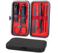 URAQT Tagliaunghie Set Professionale, 8 Pezzi Grooming Kit Strumenti, Kit Pedicure Manicure Professionale Donne Uomini per Manicure, Grooming con Bella Box (Rosso scuro)