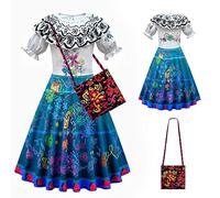 URAQT Vestito Madrigal Cosplay, Principessa Increspature Vestito con Borsa e Squisita Confezione Regalo, per cosplay, Carnevale, Feste, Matrimoni, Principessa (130cm)