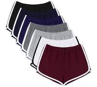 URATOT 7 Pack Womens Cotton Shorts, Dolphin Booty Athletic Gym Sports Shorts for Yoga Lounge Running