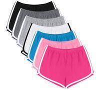 URATOT 7 Pack Womens Cotton Shorts, Dolphin Booty Athletic Gym Sports Shorts for Yoga Lounge Running