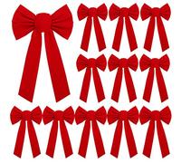 URATOT - Fiocchi di Natale in velluto rosso per ghirlande natalizie, 22,9 x 40,6 cm 9 x 16 Inches