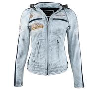 URBAN 5884 Giacca da motociclista da donna con protezioni, giacca in pelle di agnello, protezioni per schiena, spalle e gomiti | Grigio Vintage | 5XL