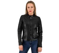 URBAN 5884 Giacca in Pelle da Donna GIGI, Giubbino in Pelle da Donna Morbido e Aderente, Lavorazione Artigianale, Nero, 5XL