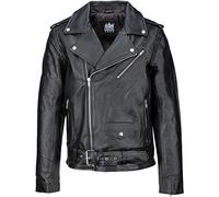 URBAN 5884 Giacca Pelle Uomo Perfecto, Giubbotto in Vera Pelle Bovina Soffice e Resistente, Chiodo Uomo stile Biker, Nero, 5XL
