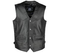 URBAN 5884 Gilet in Vera Pelle Stile Biker, Gilet Pelle Moto, Pelle Ovina Comoda e Confortevole, Gilet da Motociclista con chiusura a Bottoni, Nero, 3XL