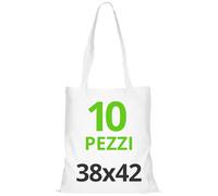 URBAN 5884 Sac en Coton 38x42 cm, Ensemble de Sacs non Imprimés, Poignées Longues, Tissu Résistant, Idéal pour Courses, à Imprimer ou à Peindre, Blanc, 25