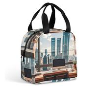 Urban Architecture - Borsa per il pranzo per donne e uomini, portatile, isolata, con manico, a prova di perdite, riutilizzabile, per lavoro, picnic, viaggi
