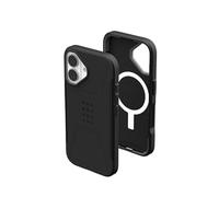 URBAN ARMOR GEAR Civile MS Custodia compatibile con Apple iPhone 16 (compatibile con ricarica wireless/magnetica, custodia per cellulare resistente alle cadute, bordo rialzato) nero