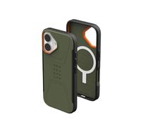 Urban Armor Gear Civilian MS Case compatibile con Apple iPhone 17 Custodia (Ricarica wireless/magnetica, Resistente alle cadute, Bordo rialzato) oliva/arancio pop