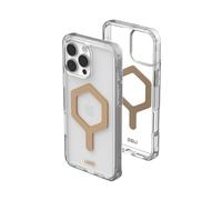 URBAN ARMOR GEAR Custodia Plyo MS compatibile con Apple iPhone 16 Pro Max (Ricarica wireless/magnetica compatibile, angoli Air-Soft a prova di urto, bordo rialzato) ghiaccio (trasparente) / oro