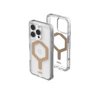 Urban Armor Gear Custodia Plyo MS compatibile con Apple iPhone 16 Pro (Ricarica wireless/magnetica compatibile, angoli Air-Soft a prova di urto, bordo rialzato) ghiaccio (trasparente) / oro