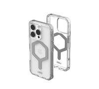 Urban Armor Gear Custodia Plyo MS compatibile con Apple iPhone 16 Pro (Ricarica wireless/magnetica compatibile, angoli Air-Soft a prova di urto, bordo rialzato) ghiaccio (trasparente) / argento
