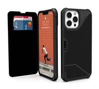 Urban Armor Gear Metropolis Folio Custodia compatibile con Apple iPhone 13 Pro Max [Cover compatibile con la ricarica wireless (Qi), Custodia con funzione stand e slot per schede] kevlar nero