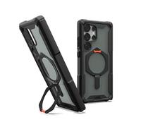 Urban Armor Gear Plasma XTE Samsung Galaxy S25 Ultra Kickstand Case (Designed for Samsung certificato, Ricarica wireless compatibile, Custodia del cellulare apribile) nero/arancio