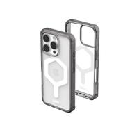 URBAN ARMOR GEAR Plyo MS Case compatibile con Apple iPhone 16 Pro (ricarica wireless/ricarica magnetica, angoli Air-Soft bordo rialzato) grigio/trasparente/bianco