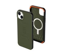 Urban Armor Gear UAG Custodia Civilian compatibile Apple iPhone 14 Plus [Compatibile ricarica wireless/ricarica magnetica, custodia mobile resistente agli urti, bordo rialzato] Verde oliva
