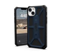Urban Armor Gear UAG Monarch Custodia compatibile Apple iPhone 14 Plus [Compatibile con la ricarica wireless, protezione standard militare a 5 strati, bordi rialzati] Nero/Blu