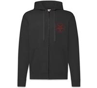 Urban Backwoods Baphomet Pentagram Sign Felpa da Uomo con Cappuccio Zip Hoodie Zipper