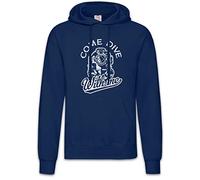 Urban Backwoods Come Dive with Me Hoodie Felpe con Cappucio Sweatshirt Blu Taglia M