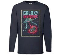 Urban Backwoods Pixel Galaxy Invaders T-Shirt a Manica Lunga Long Sleeve Blu Taglia L
