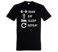 Urban Backwoods Train Eat Sleep Repeat Uomo T-Shirt Nero Taglia XL