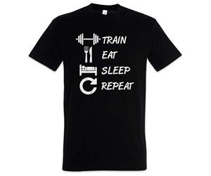 Urban Backwoods Train Eat Sleep Repeat Uomo T-Shirt Nero Taglia XL