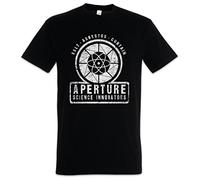 Urban Backwoods Vintage Aperture Science Innovators Uomo T-Shirt Nero Taglia L