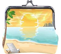 Urban Beach Front With The Setting Sun Pouch Piccolo Portafoglio - Portafogli per portamonete con cambio Kiss-lock per donna ragazza
