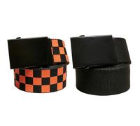 Urban Classics a Quadri E Solid Tela Belt 2-Pack Cintura Fibbia Metallo Tessuto