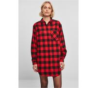 Urban Classics Abito donna Donna Oversized Check Flannel Shirt Dress Nero/Rosso XS Nero
