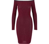 Urban Classics Ladies Ladies Off Shoulder Longsleeve Glitter Dress TB6144 L Rosso