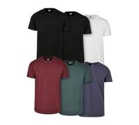 Urban Classics Basic Tee 6-Pack, T-Shirt Uomo, Nero/Nero/Bianco/Rdwn/Bttlgrn/Nvy, S