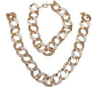 Urban Classics Basico Diamante Collana E Braccialetto Set a Maglie Zinco