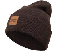 Urban Classics Beanie Leatherpatch Long Beanie Heatherbrown Einheitsgröße Grigio
