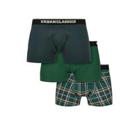 Urban Classics Boxer Shorts Confezione da 3 Pantaloncino, Dgrn Plaidaop+btlgrn/Dblu+dgrn, S (Pacco da 3) Uomo