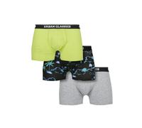 Urban Classics Boxer Shorts Confezione da 3 Pantaloncino, Island AOP+Lime+Grigio, XL (Pacco da 3) Uomo