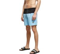 Urban Classics Block Swim Shorts Pantaloncini da Bagno, Blu Baltico e Nero, S Uomo