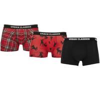 Urban Classics Boxershort Boxer 3-Pack Red Plaid Aop+Moose Aop+Nero M Rosso