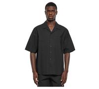 Urban Classics Relaxed Seersucker-Maglietta a Maniche Corte Camicia, Nero, S Uomo