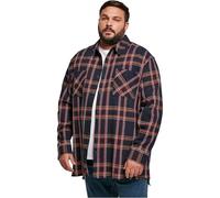 Urban Classics Camicia a Quadri Oversize Lunga Pesante, Blu Navy/Arancione, S Uomo