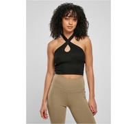 Urban Classics Camicia da donna Camicia da donna a costine Knit Top con portacollo incrociato Nero XXL Nero