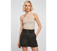 Urban Classics Camicia da donna Camicia da donna a costine Knit Top incrociato con portacollo Light taupe 5XL Marrone