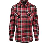 Urban Classics Checked Roots Shirt Camicia, Rosso-Red/Black/White, L Uomo