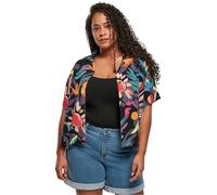 URBAN CLASSICS Camicia Donna Estiva a Manica Corta in Viscosa, Camicia Hawaiana Donna con Motivo Floreale, Chiusura a Bottoni, Taglie XS - 5XL