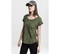 Urban Classics T-shirt Donna Sagomata Retro Lungo Tinta Spray Verde (Olive) XS
