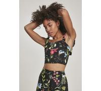 Urban Classics Camicia femminile Top con mantovana da donna Fiore nero XS Nero